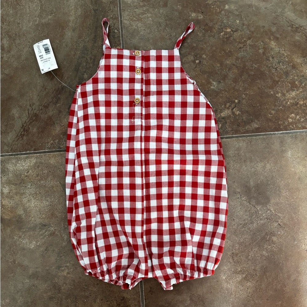 Red Gingham Baby Romper